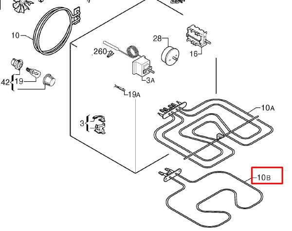 Тэн 3570635015 нижний духовки Electrolux, 1000W